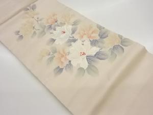 手描き花葉模様刺繍名古屋帯